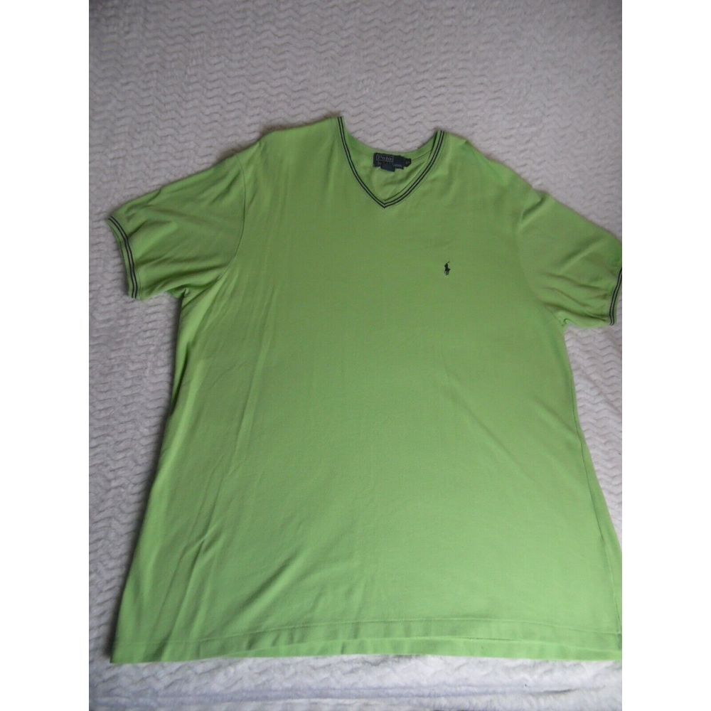 Polo Ralph‎ Lauren Shirt Mens 2XL XXL Short Sleeve  V-Neck Embroidered Tee Pony